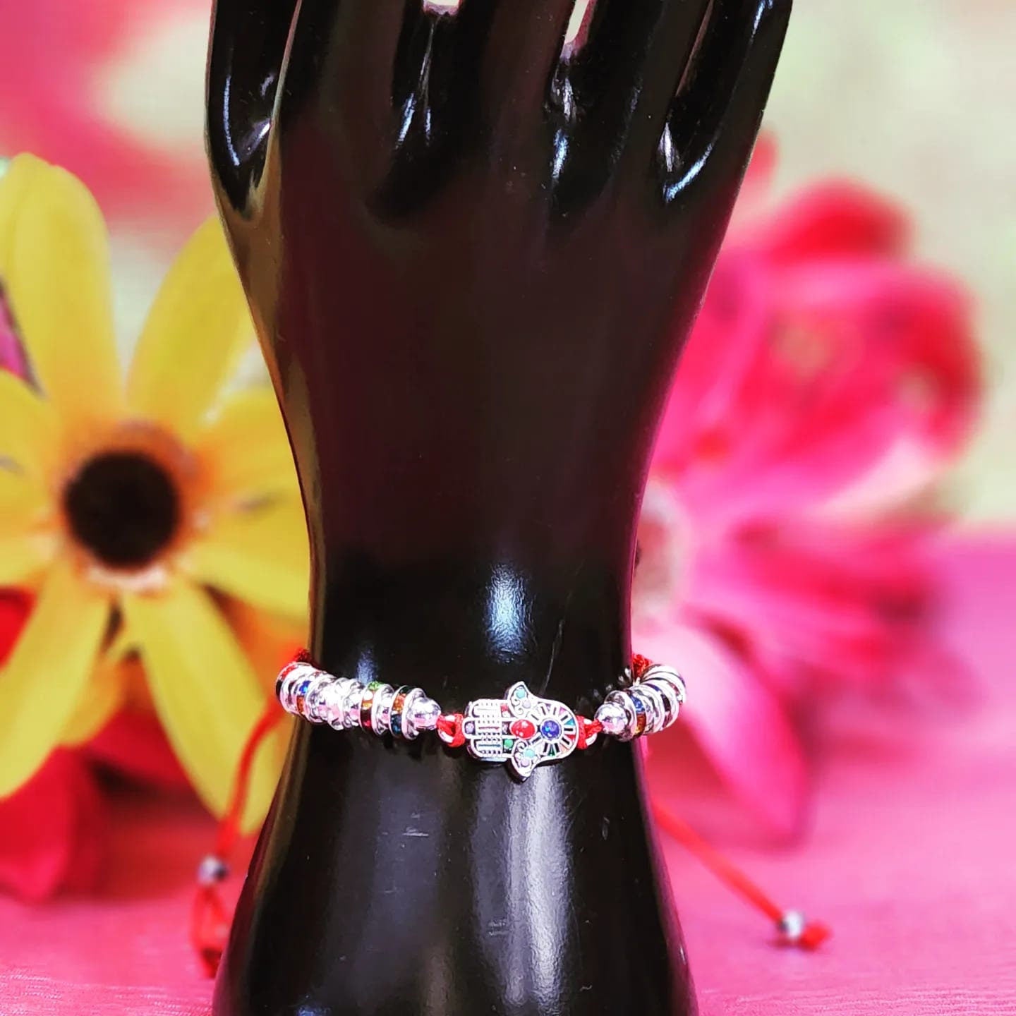Chakra Hamsa Hand Beaded Charm Adjustable Bracelets