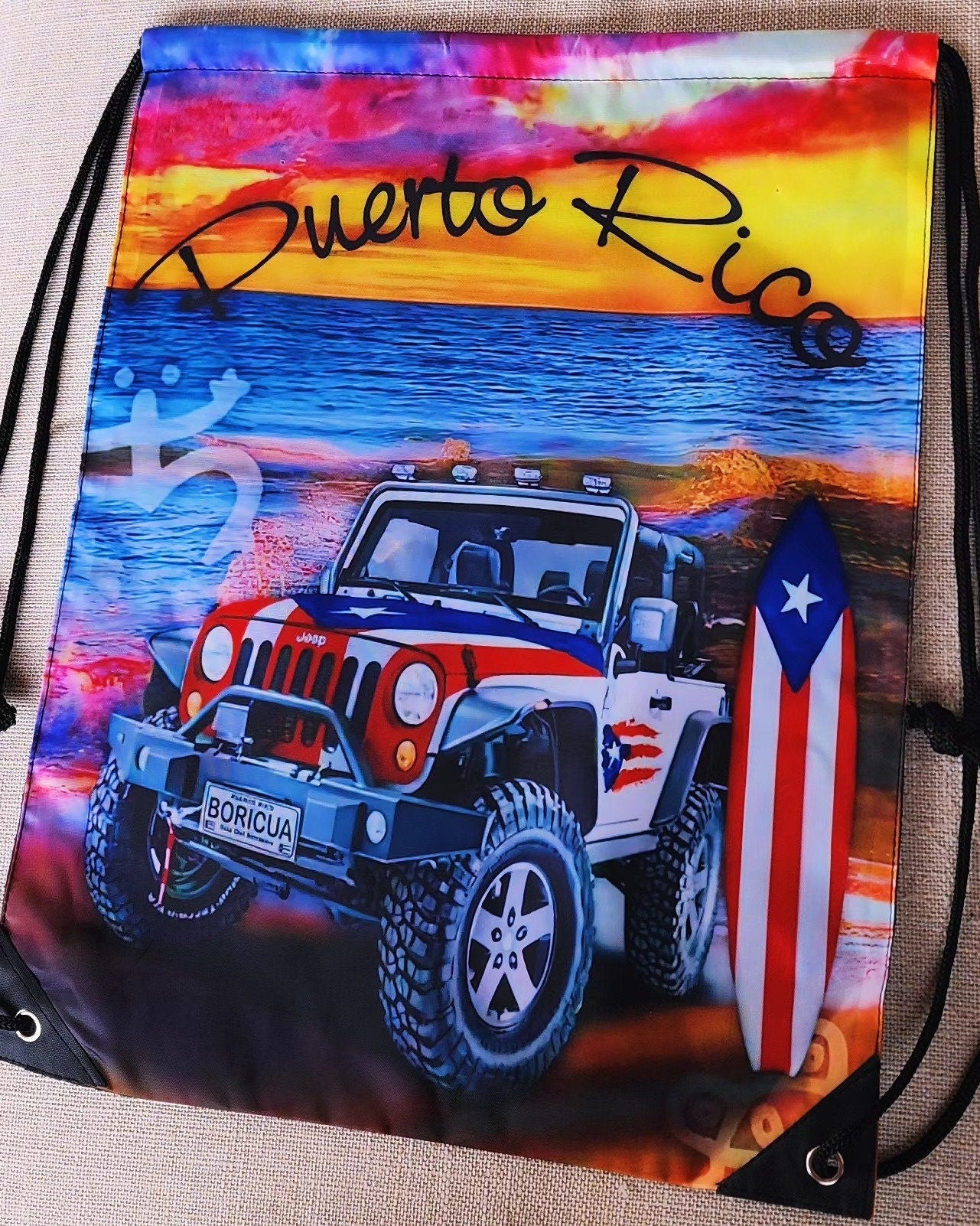 Puerto Rico Flag String Backpack 17x12inches