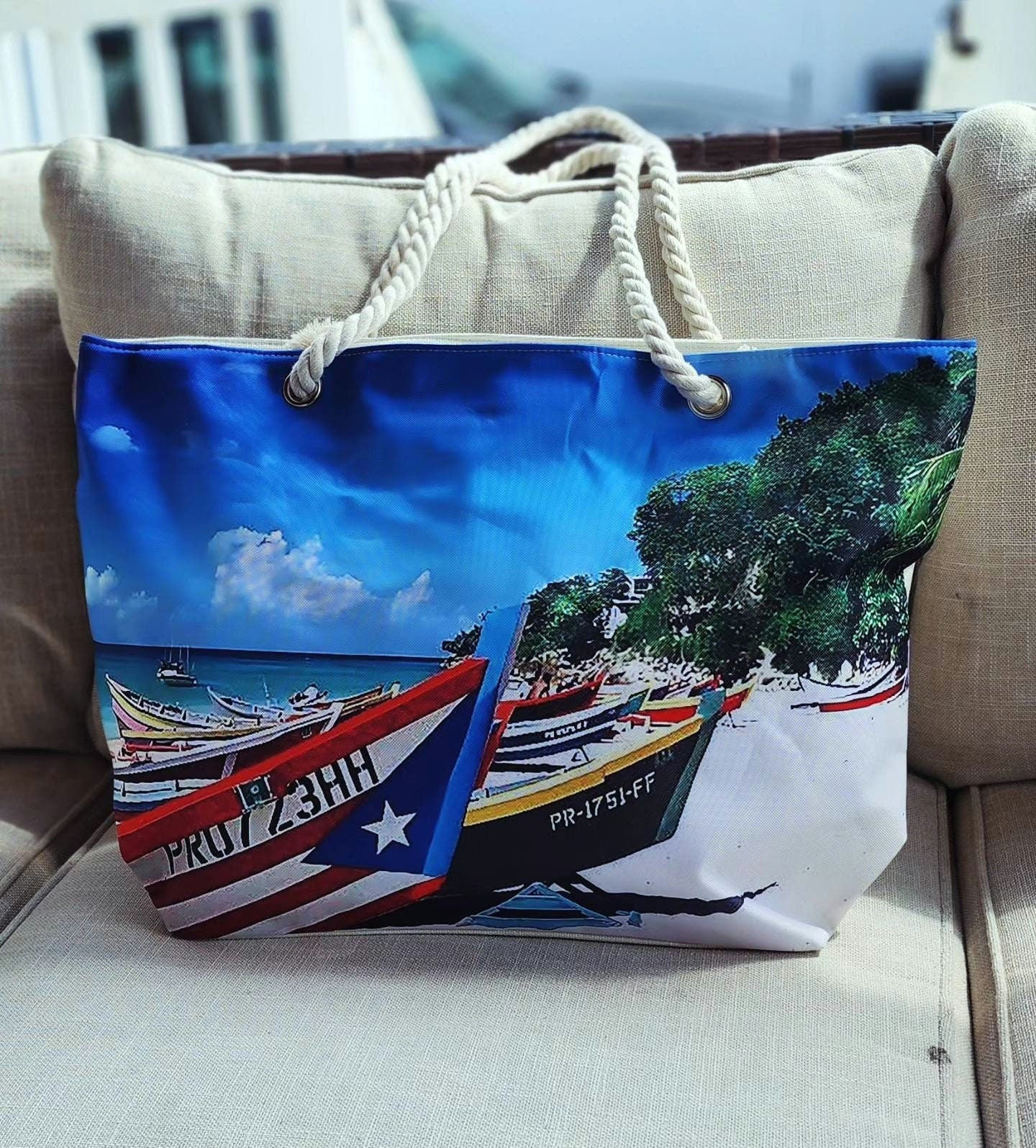 Puerto Rico Flag Summer beach Bags