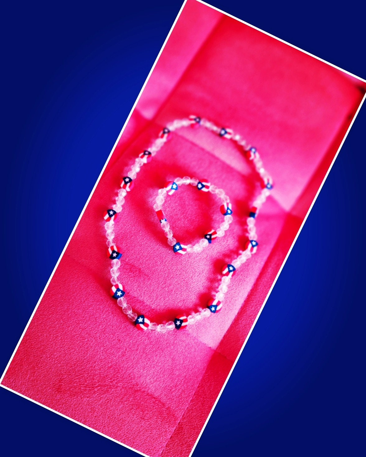 Puerto Rico Flag Kids set Necklace & Bracelet