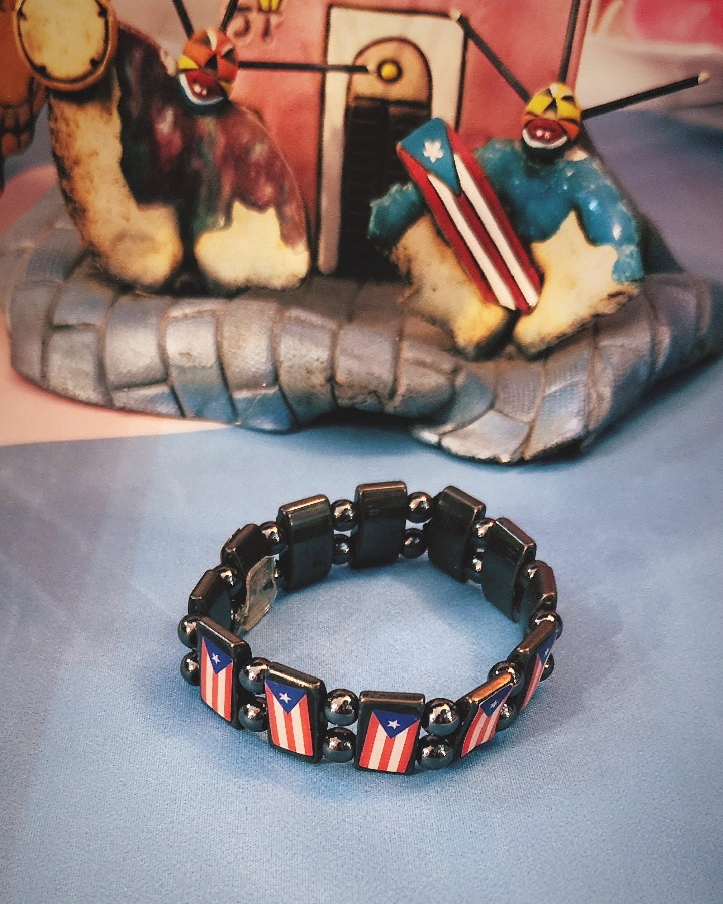 Puerto Rico Flags Stretchable Beaded Bracelet