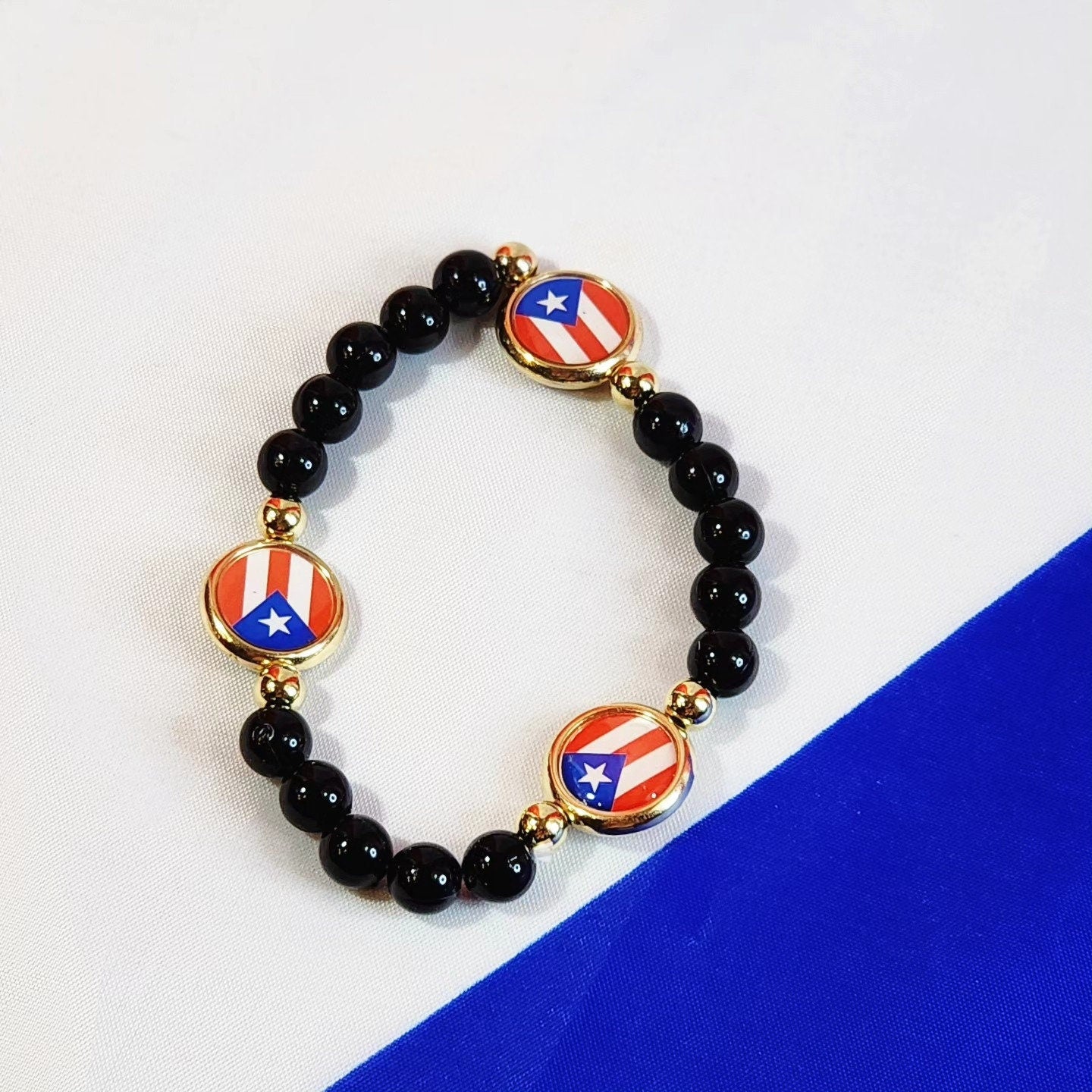 Puerto Rico Flag Beaded Stretchable bracelet