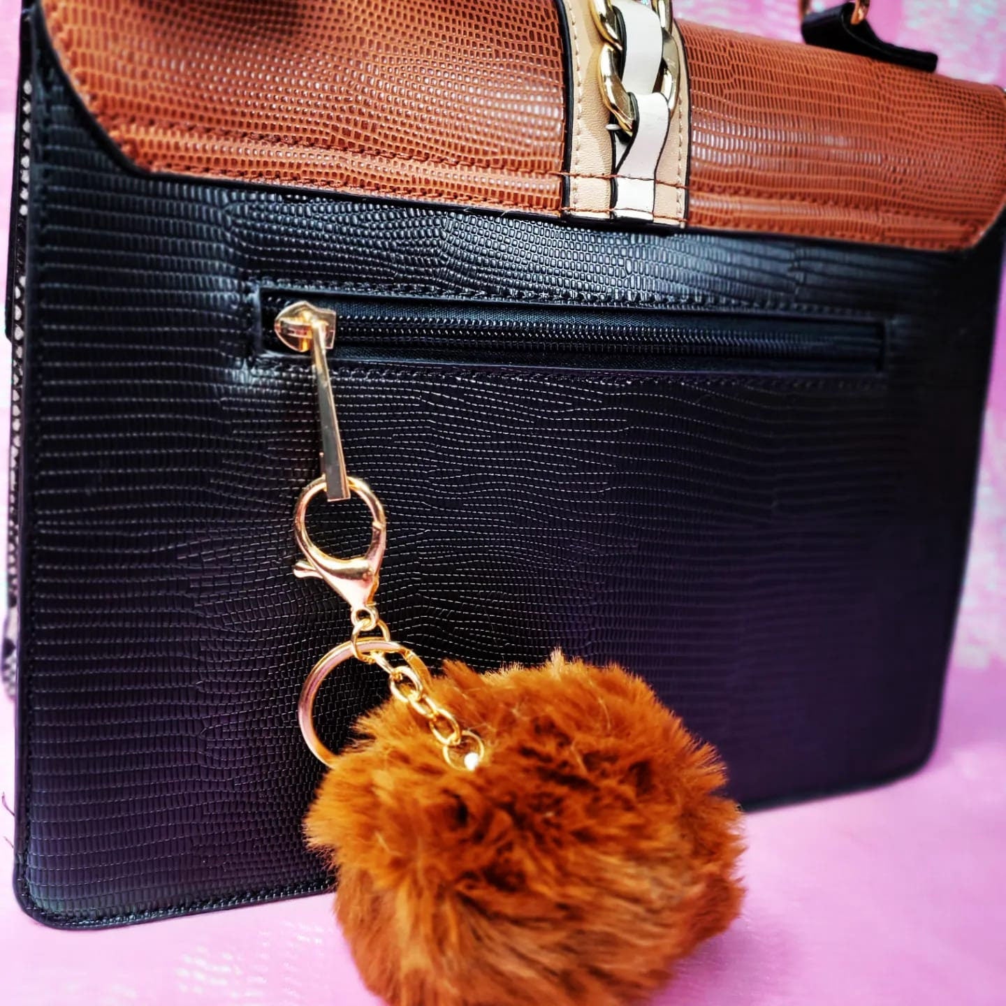 Puffy Fuzzy Pom Pom Soft Fur Keychain!