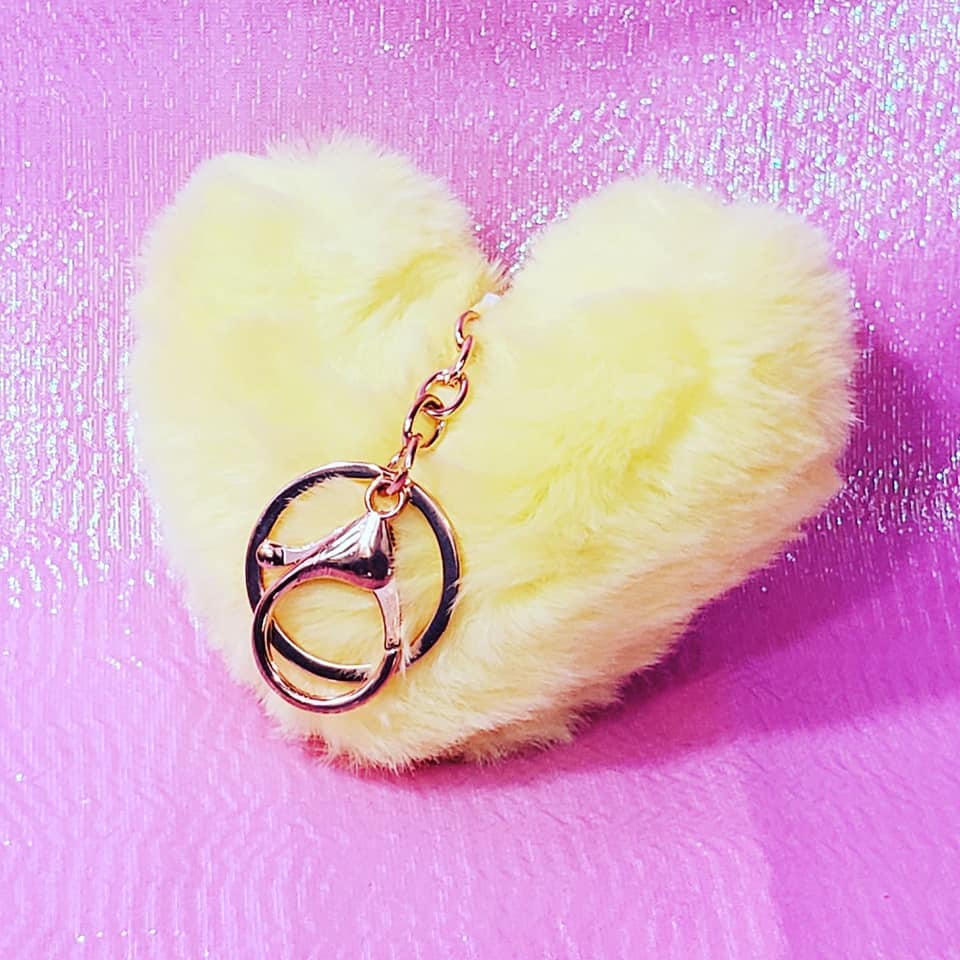 Fuzzy Heart Keychains