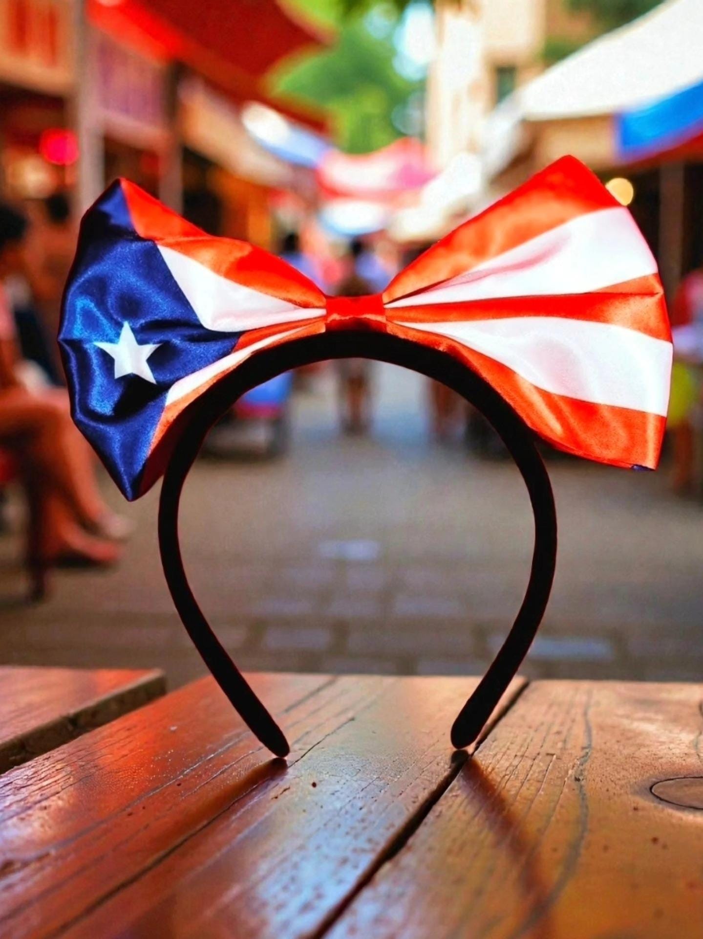 Puerto Rico Flag Bowknot Headband