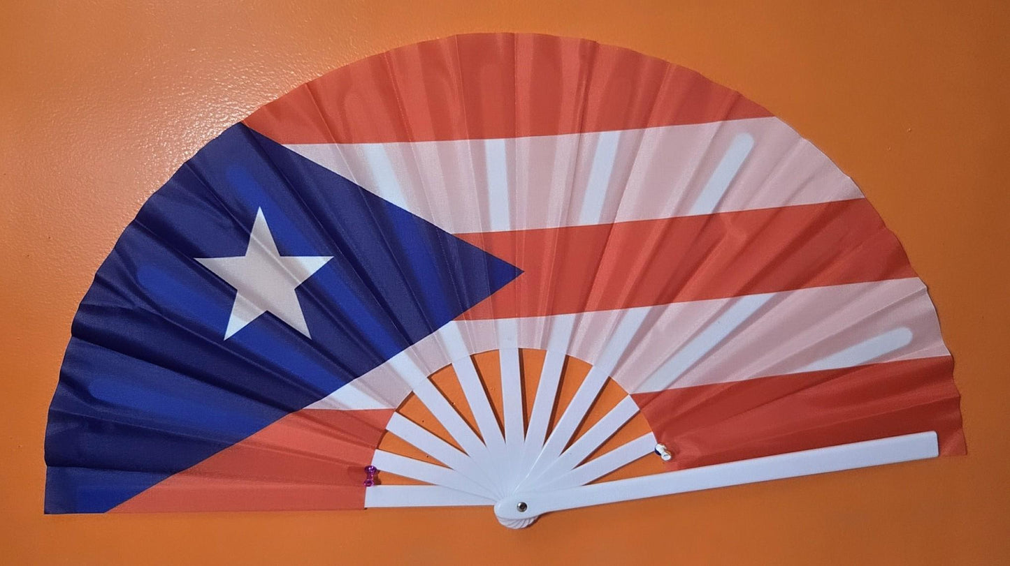 Puerto Rico Flag Hand Wall Fan 25 X 13 inches