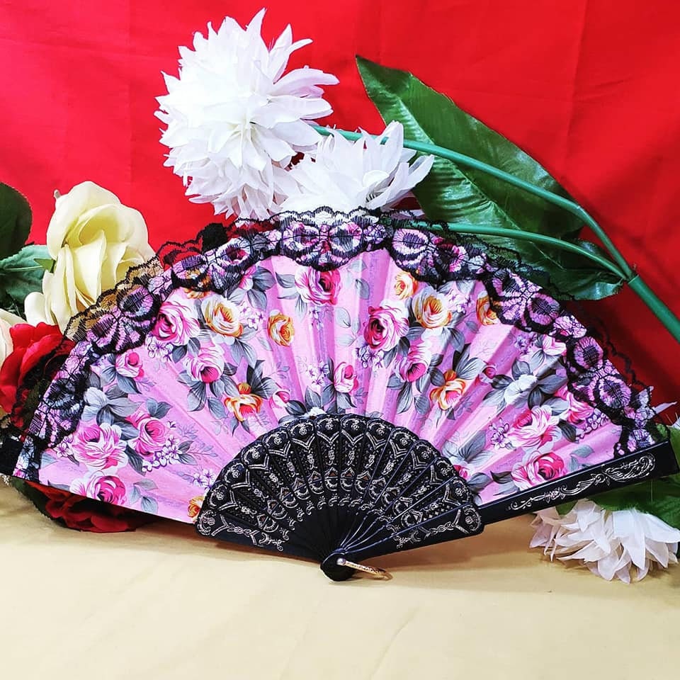 Hand Fans Rose Flower
