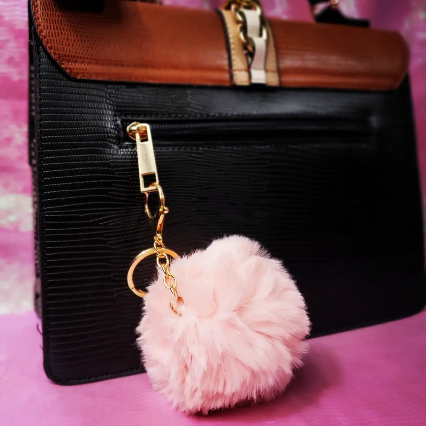 Puffy Fuzzy Pom Pom Soft Fur Keychain!