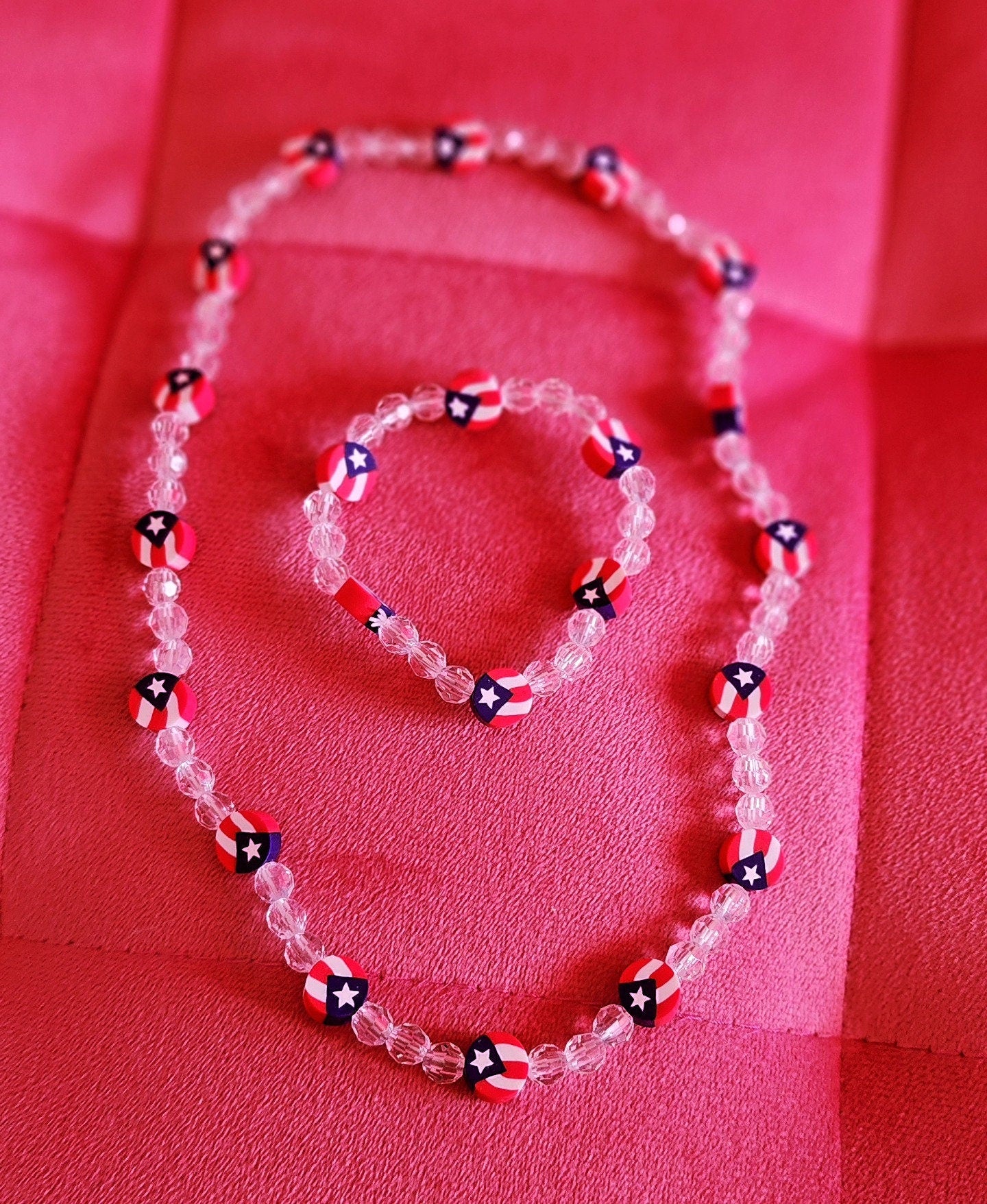 Puerto Rico Flag Kids set Necklace & Bracelet