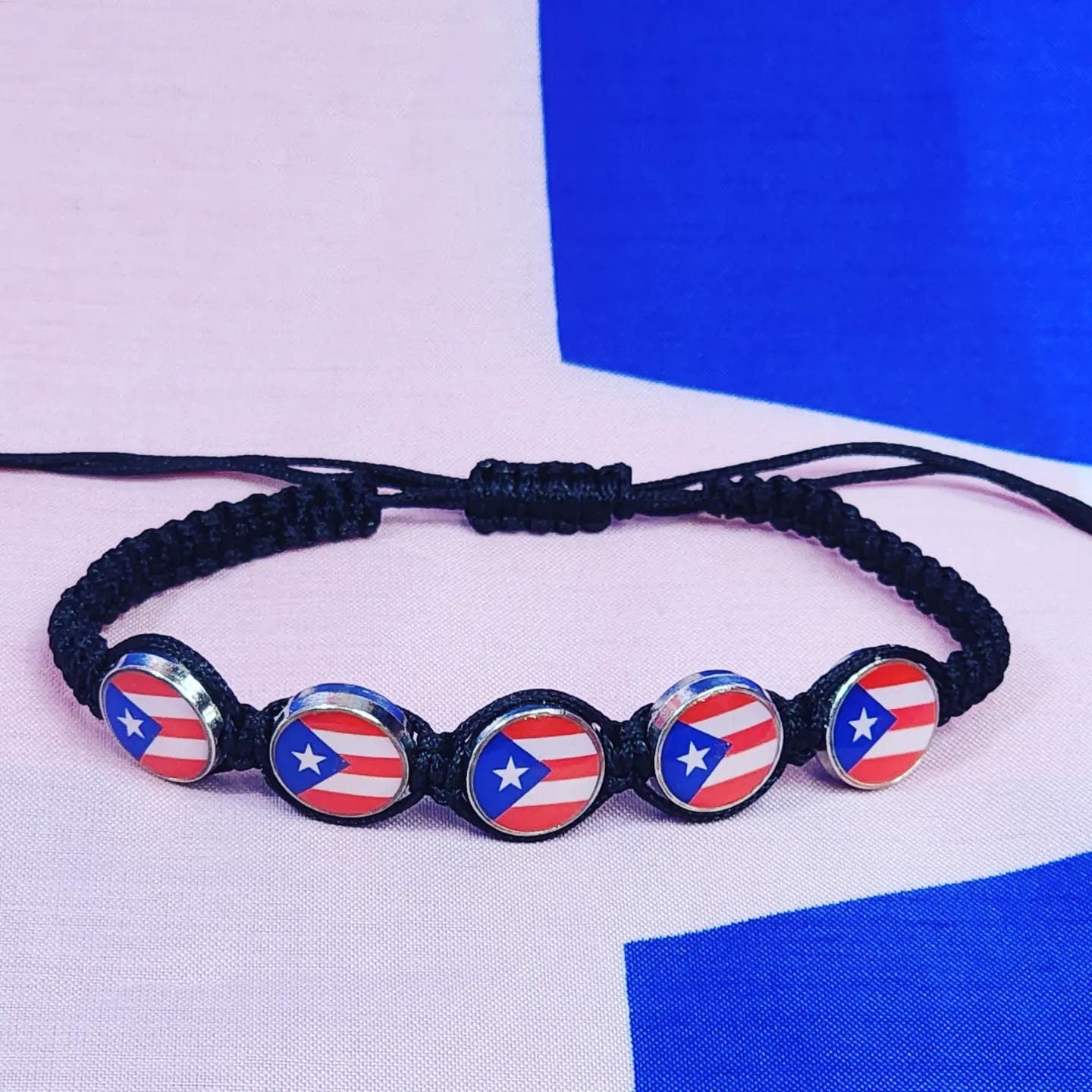 Puerto Rico Reversible Round Flags Adjustable Bracelets