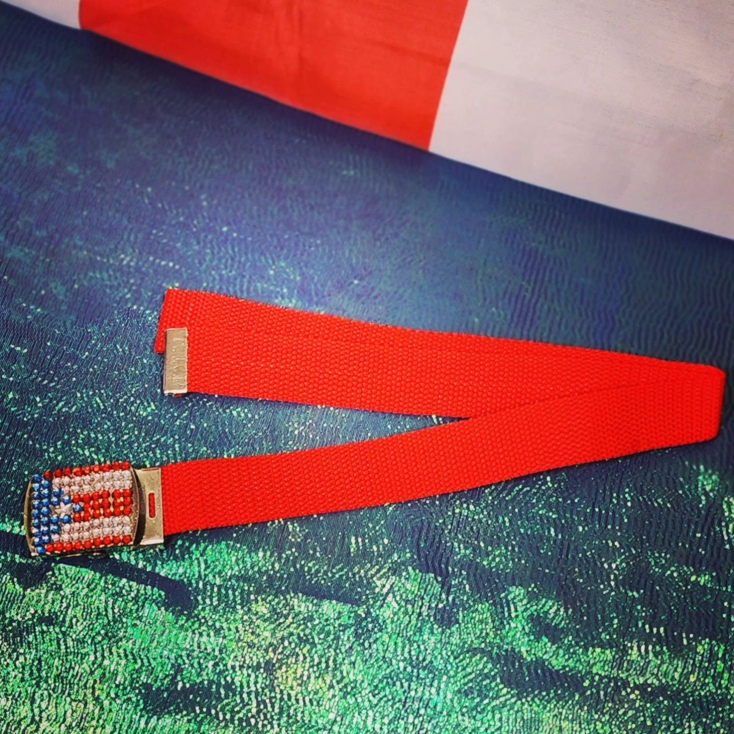Adjustable Buckle Puerto Rico Flag Waist Belt