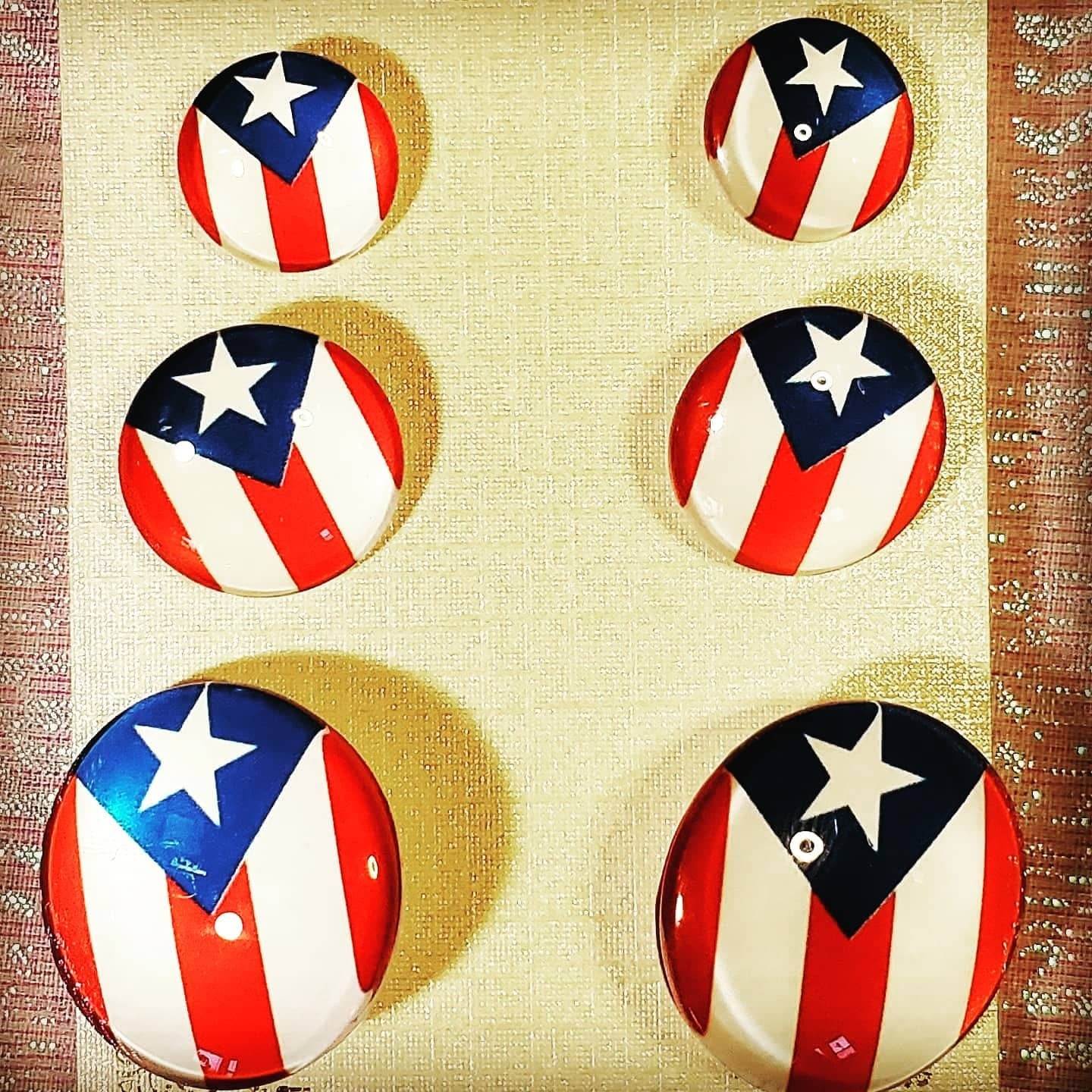 Puerto Rico Flag Set of 3 Earrings! (6 pcs. left-Round,6pcs left-Oval)