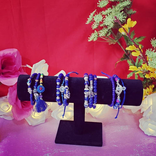 Set of 3 Beaded_Adjustable _Stretchable_Charm Evil Eye Bracelets!