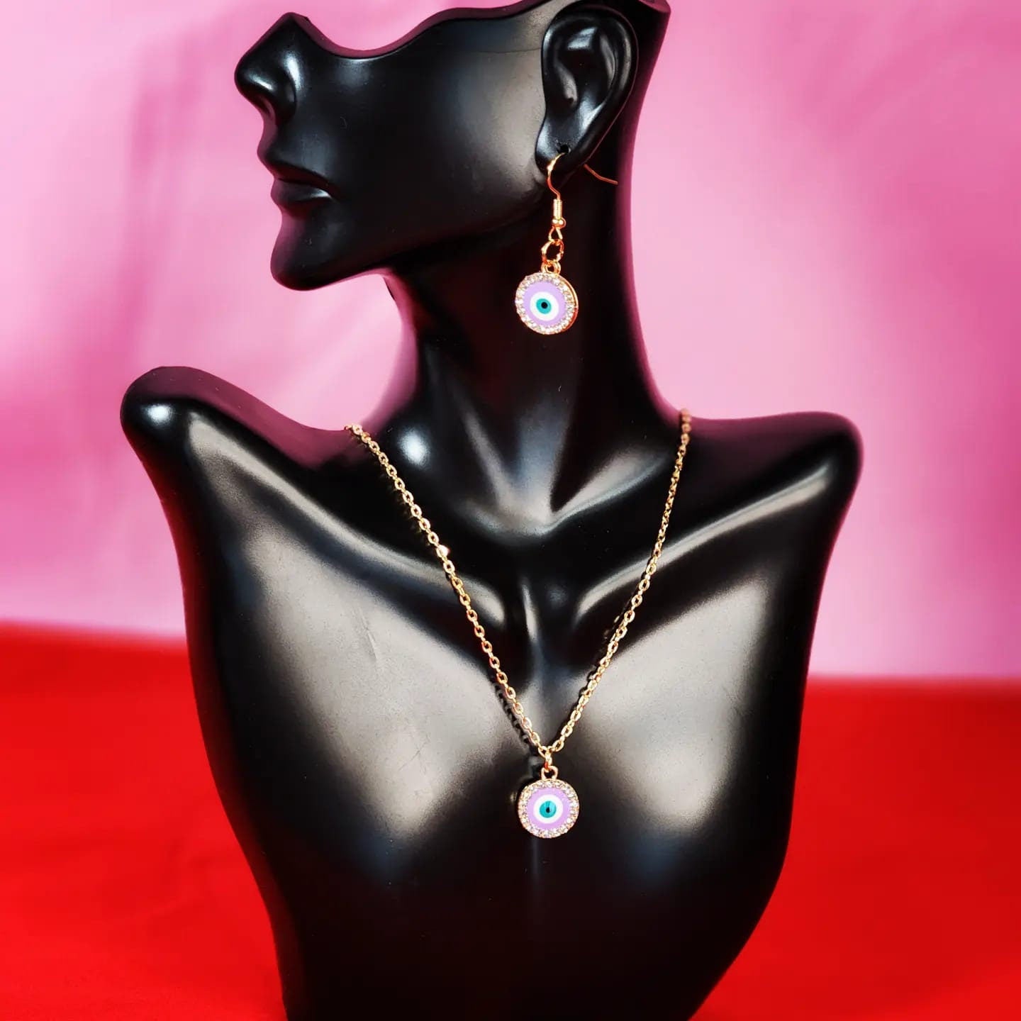 Evil Eye Set of Earrings and Necklace Fashion Jewelry