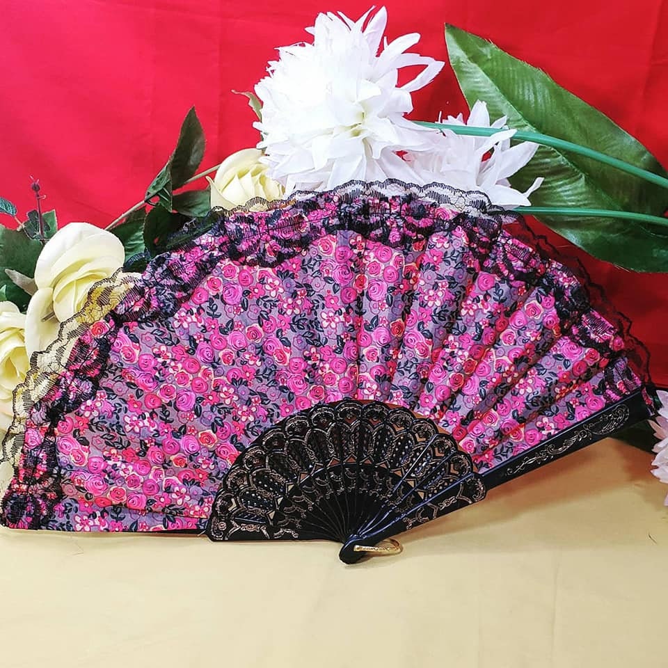 Hand Fans Rose Flower