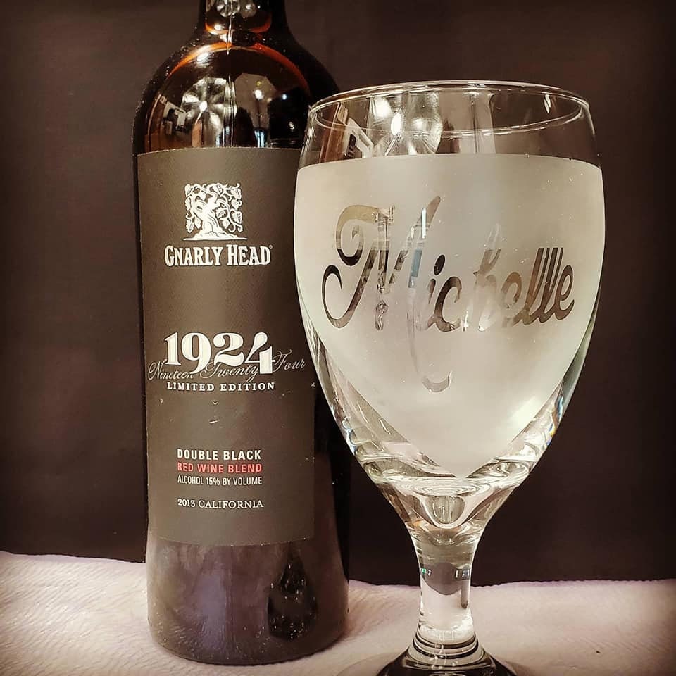 Etched wine glasses 16.25oz