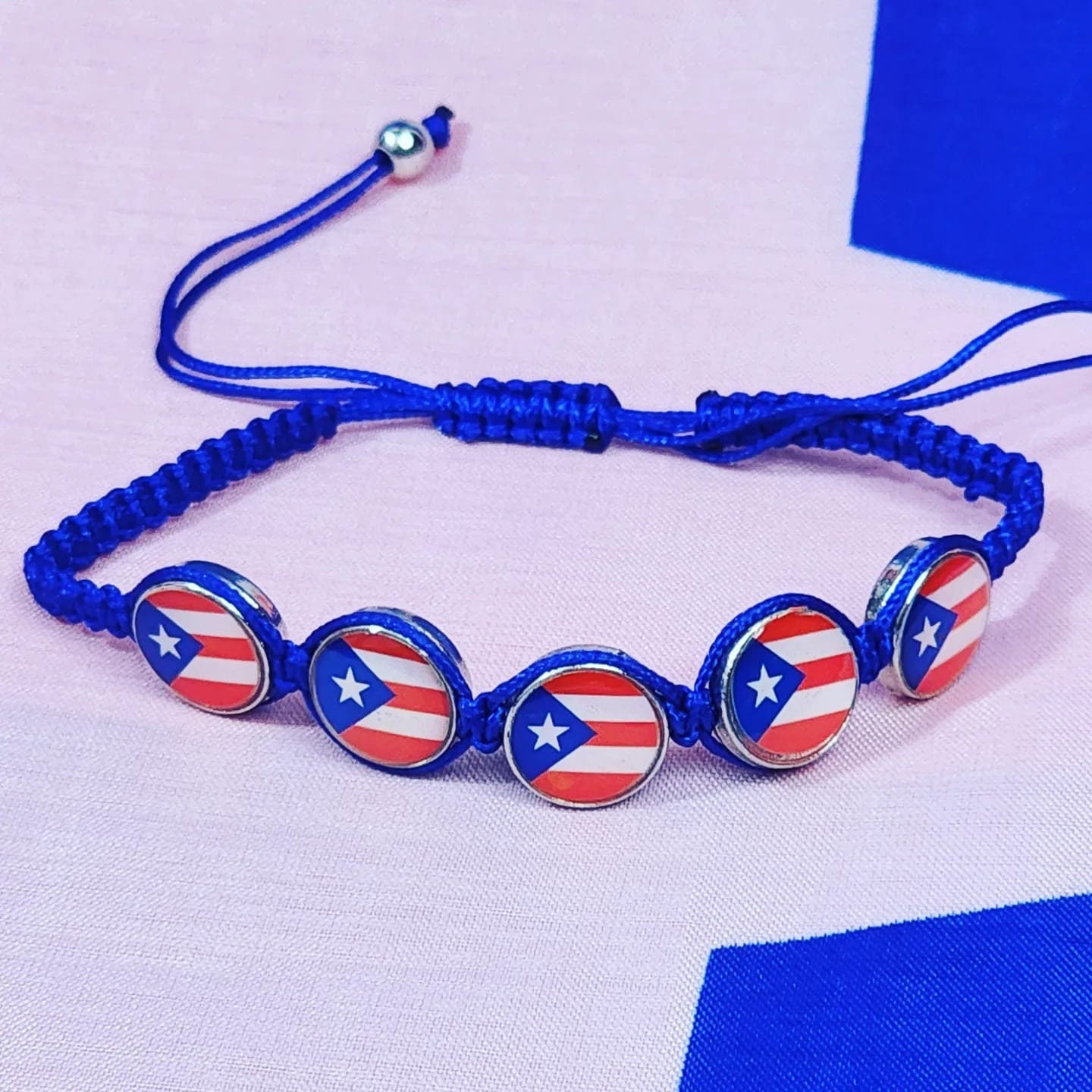 Puerto Rico Reversible Round Flags Adjustable Bracelets