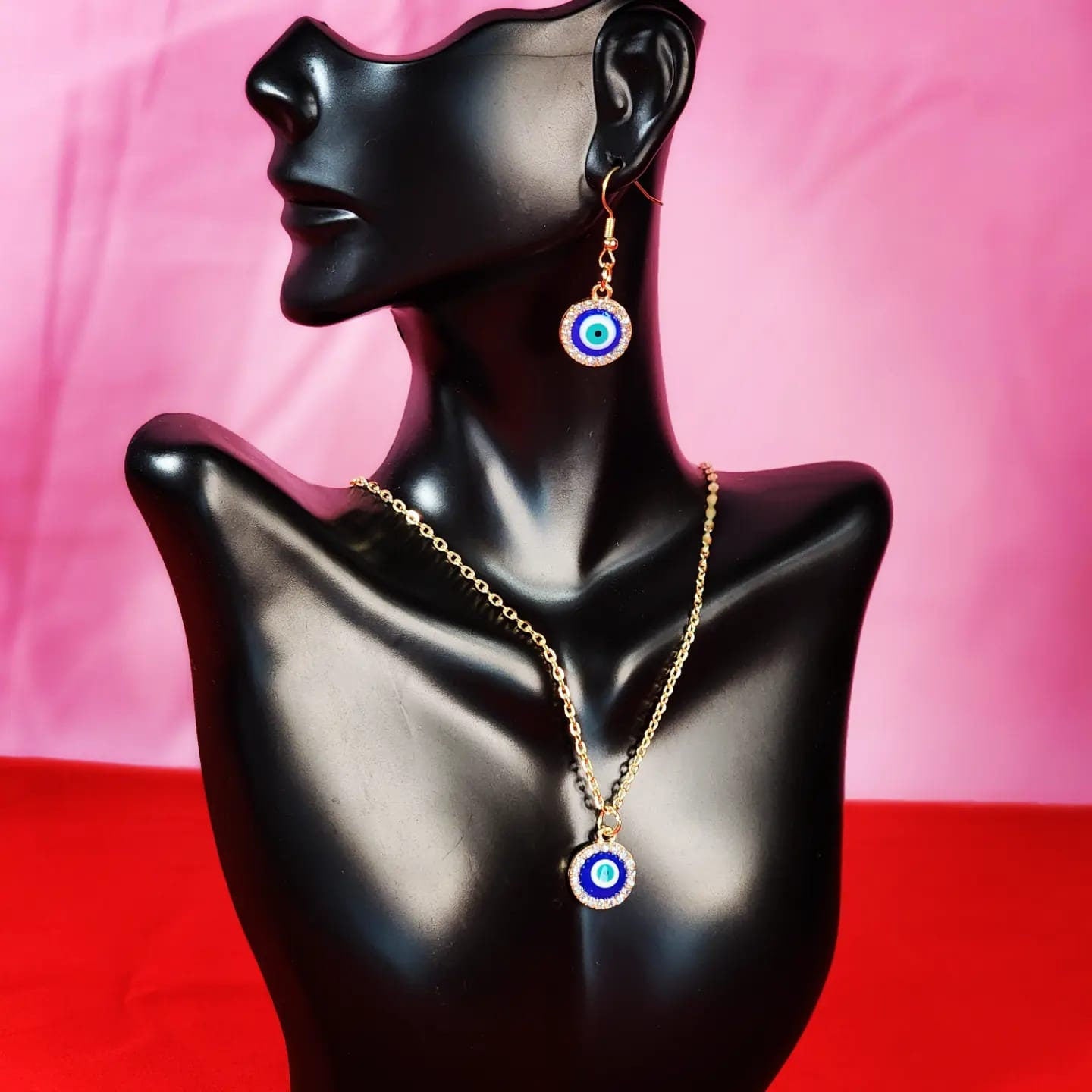 Evil Eye Set of Earrings and Necklace Fashion Jewelry