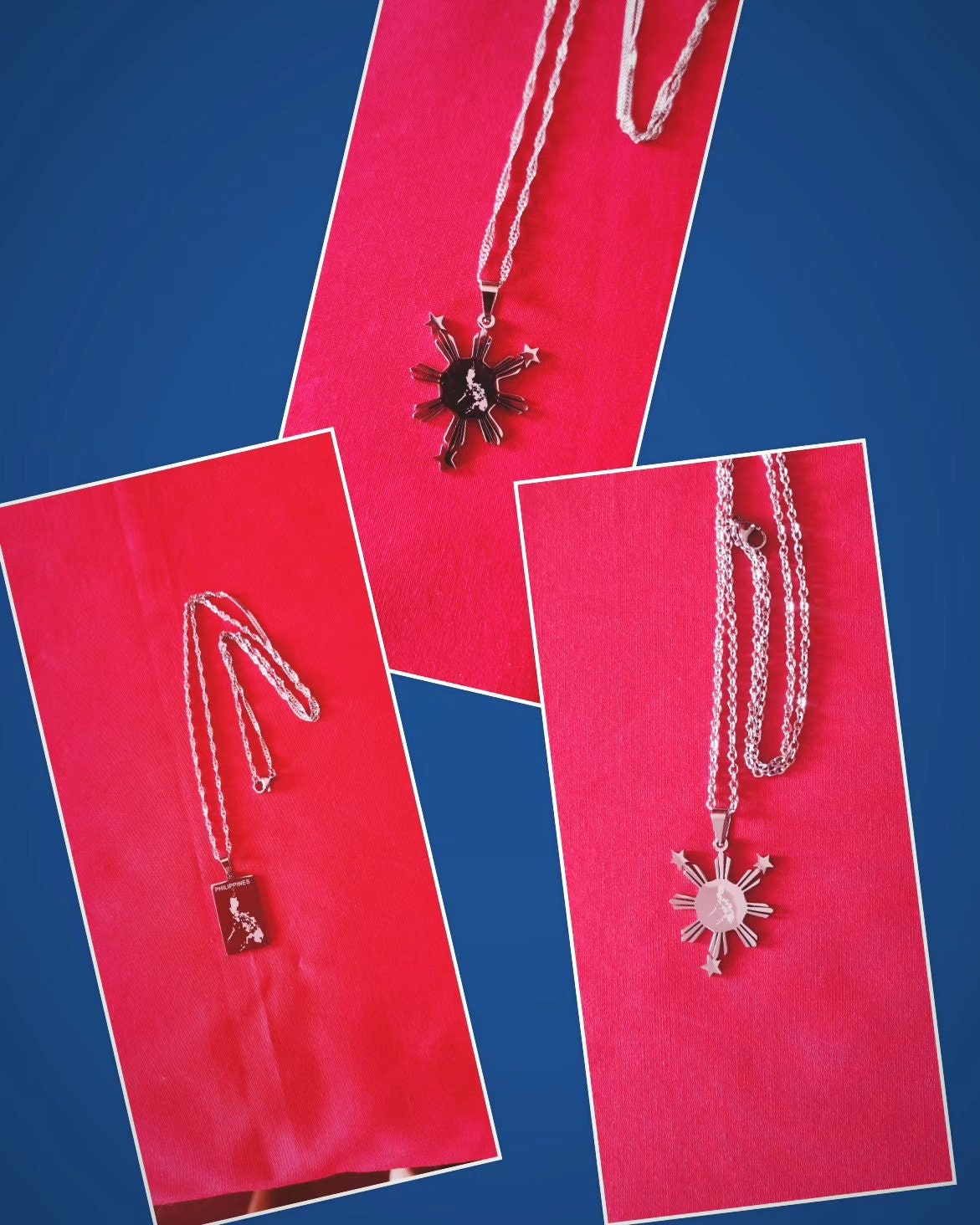Stainless Steel Philippine Sun with Philippine Map Necklace "Kwintas"