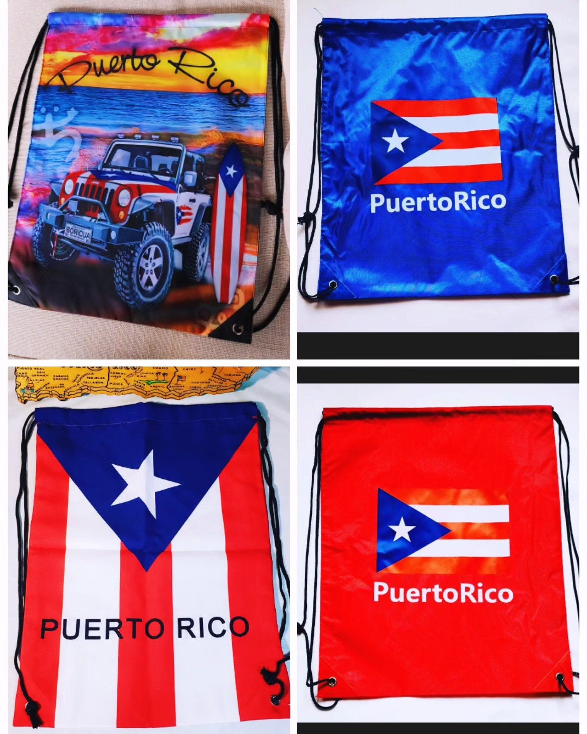 Puerto Rico Flag String Backpack 17x12inches