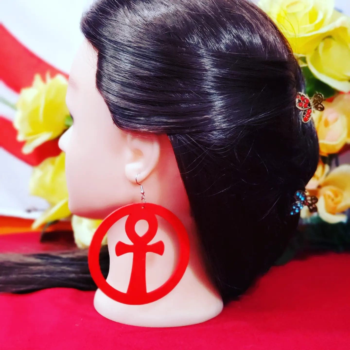 Ankh Bright Color Wood Earrings!