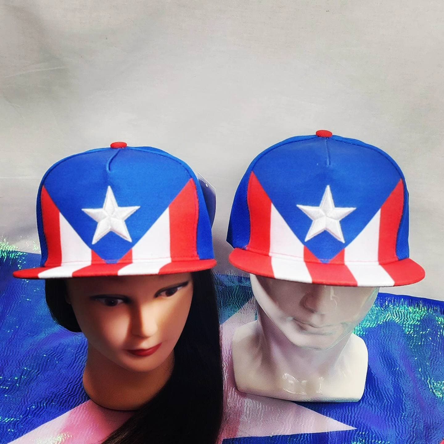 Puerto Rico Flag Embroidered Star Basketball Cap