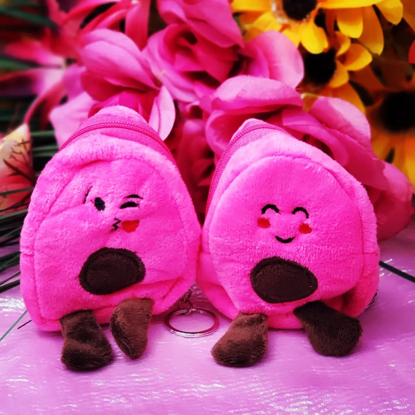 Set of 2 Cute Silly Coin Purse Keychain