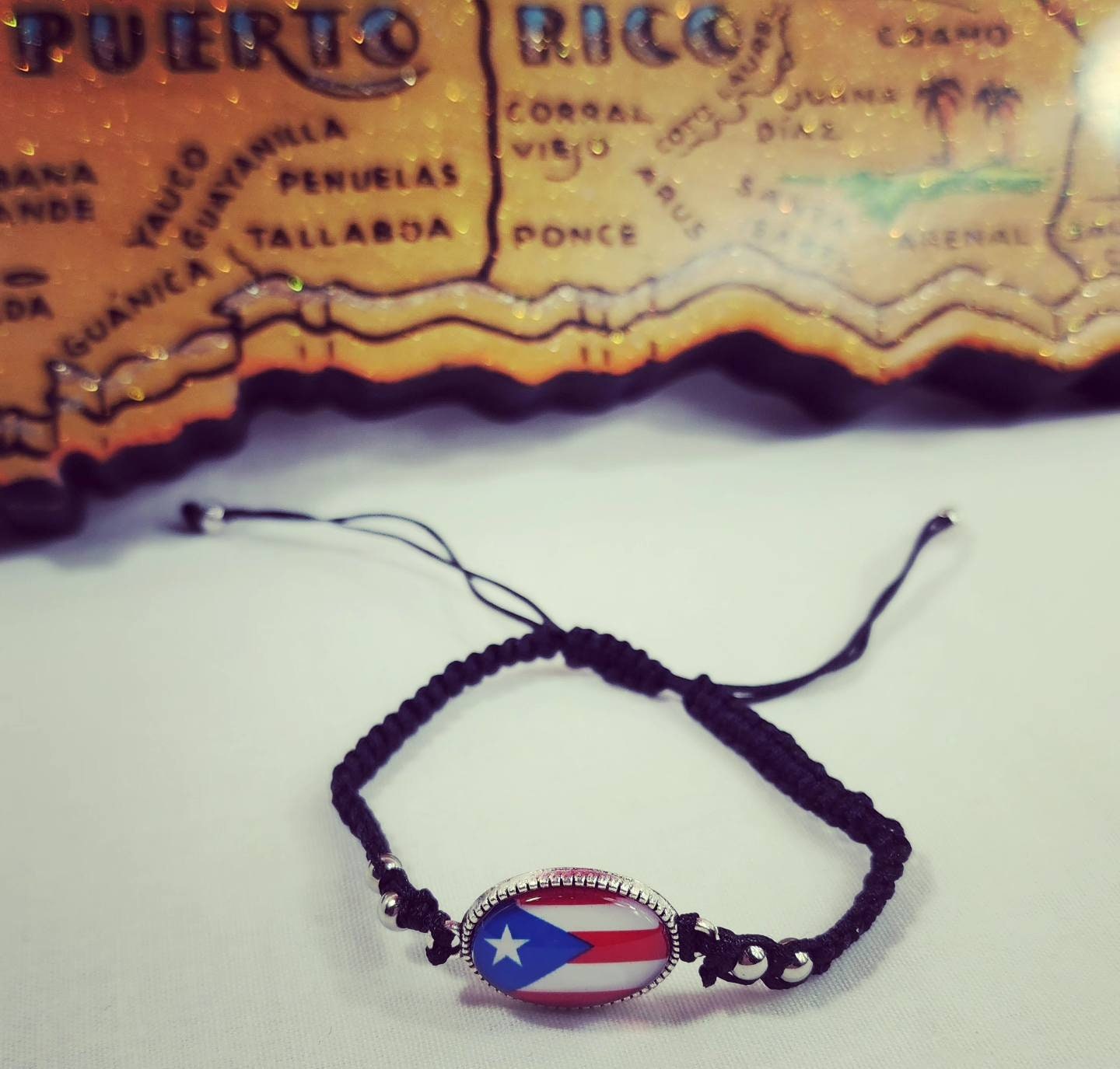 Puerto Rico Flag Adjustable Beaded Bracelets