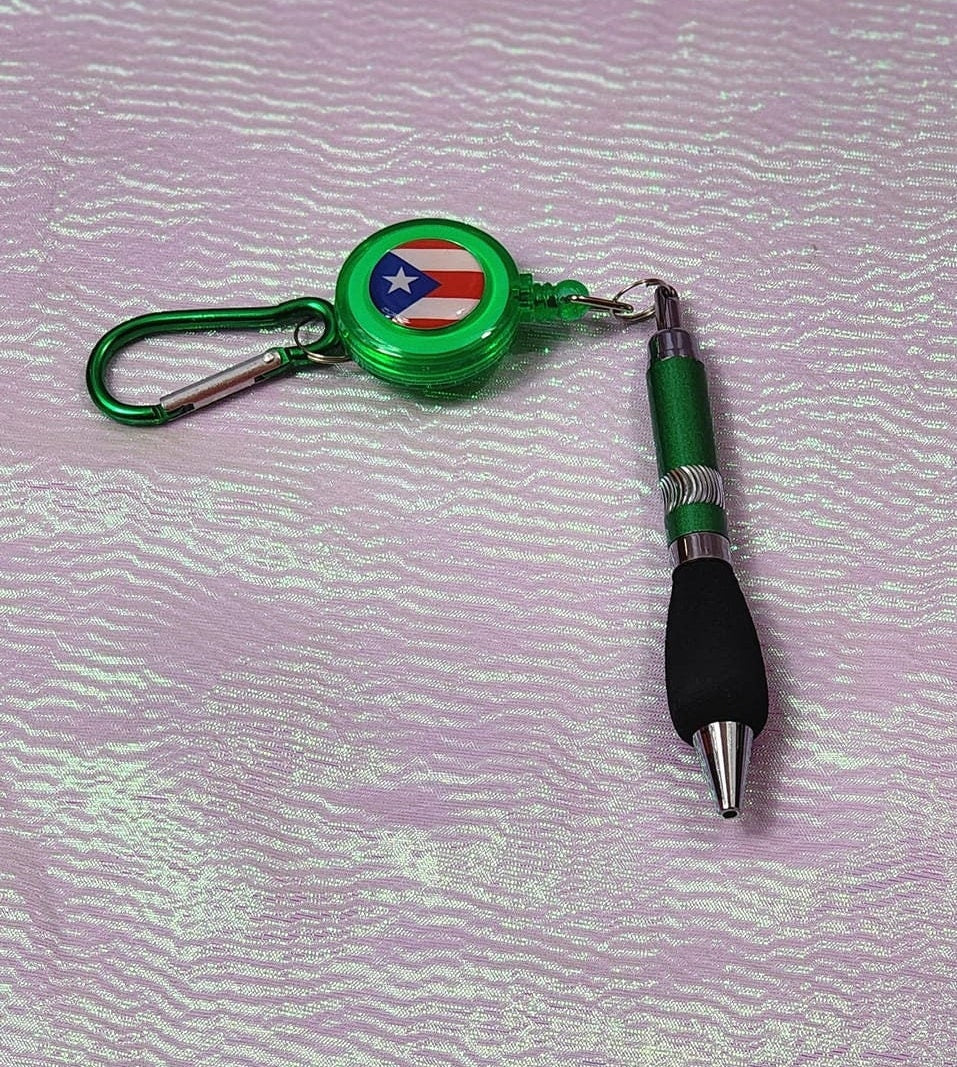 Puerto Rico Flag 4 inch Black pen keychain
