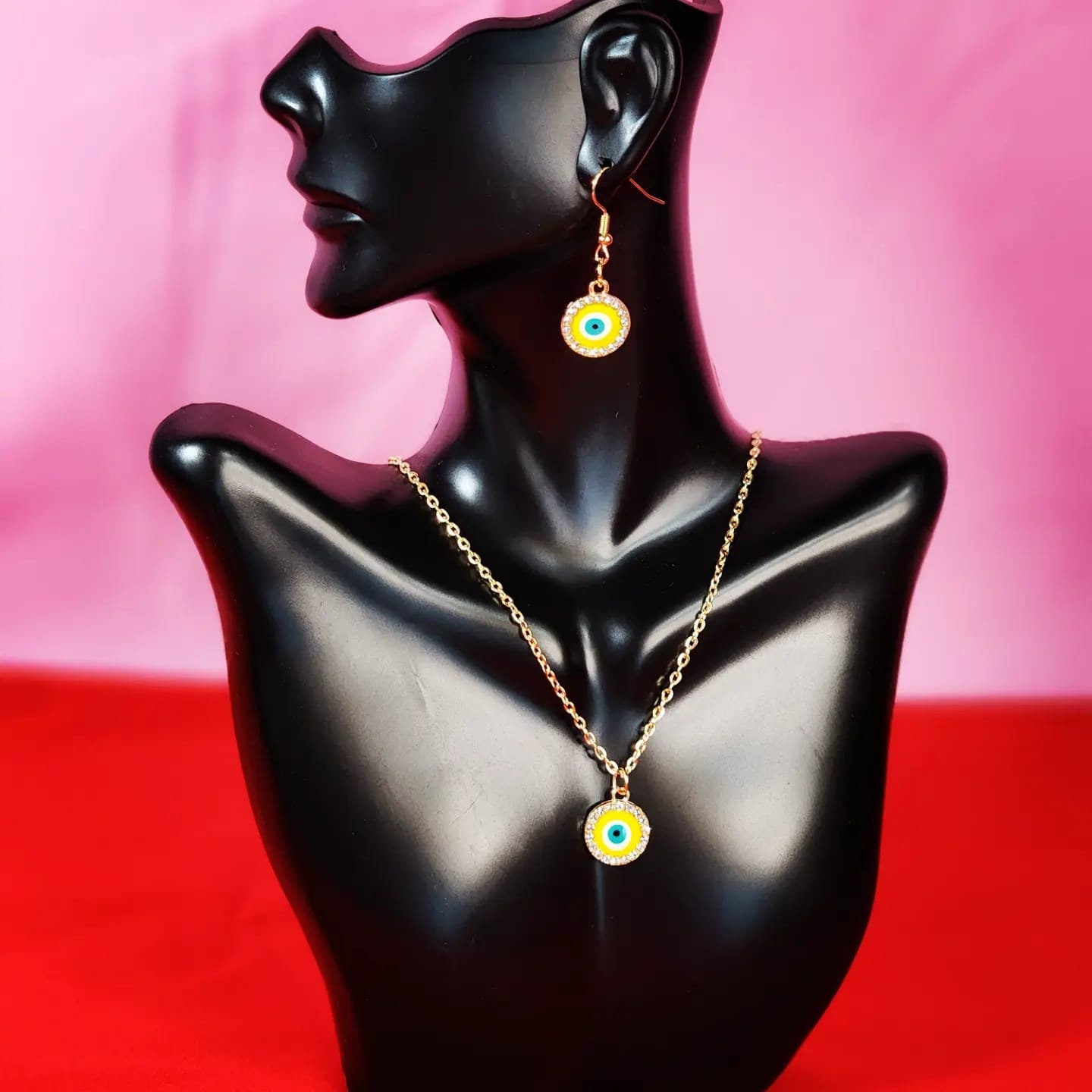 Evil Eye Set of Earrings and Necklace Fashion Jewelry