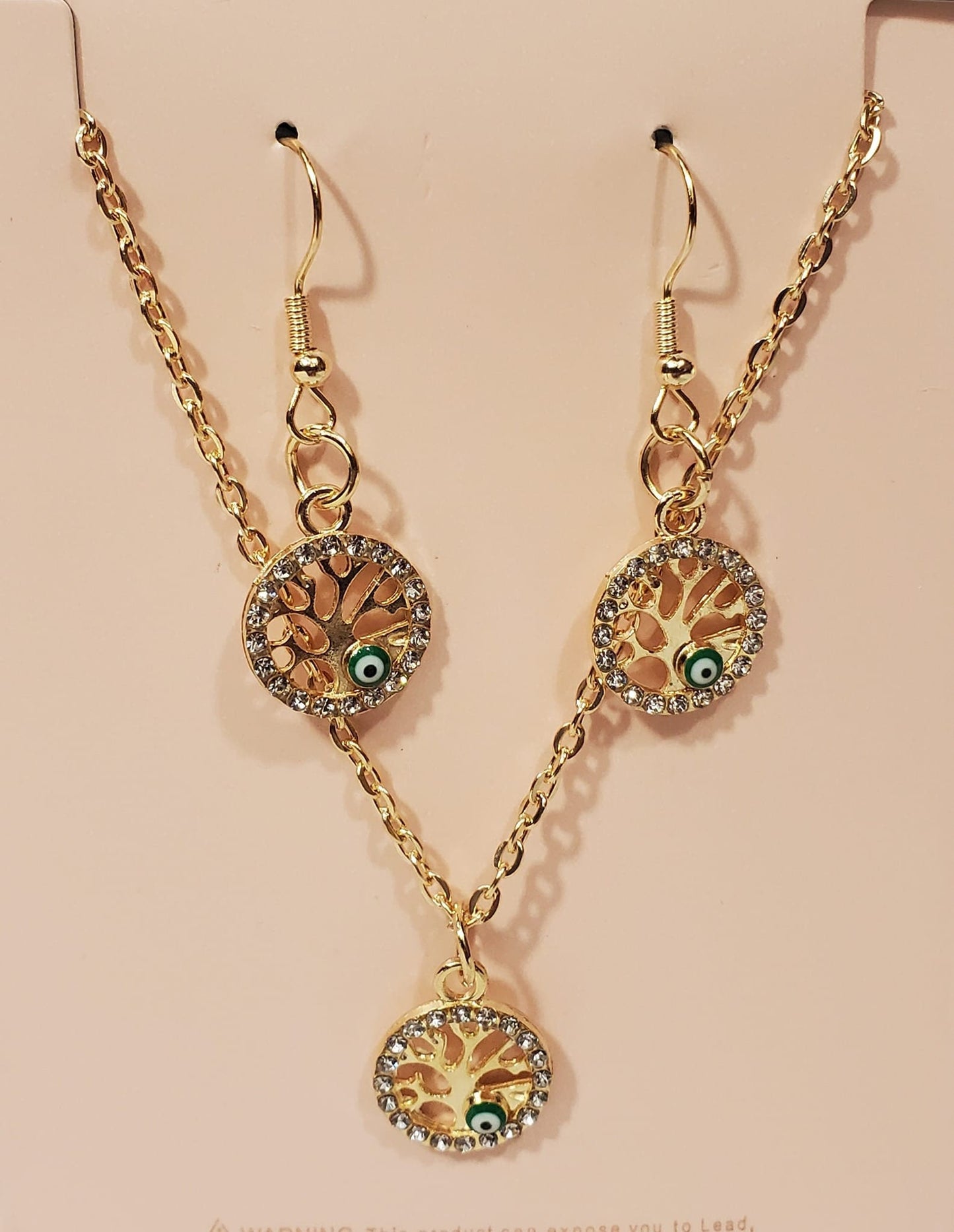 Evil Eye and Tree of Life Set of Earrings & Necklace