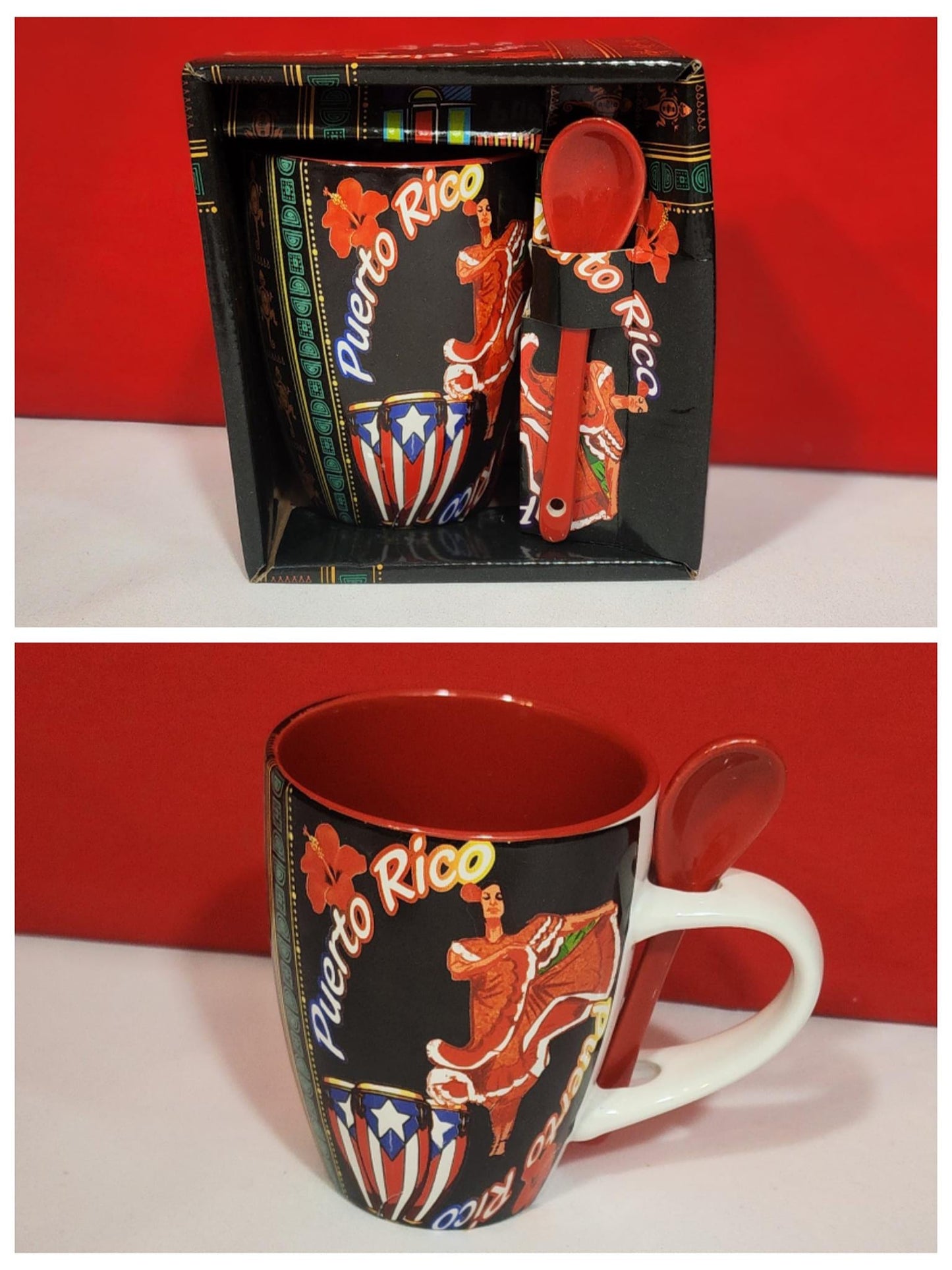 Puerto Rico Ceramic Coffee Cup/Mug with teaspoon