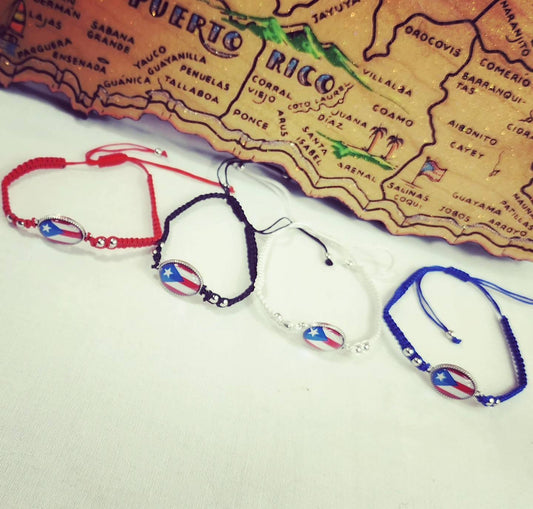 Puerto Rico Flag Adjustable Beaded Bracelets