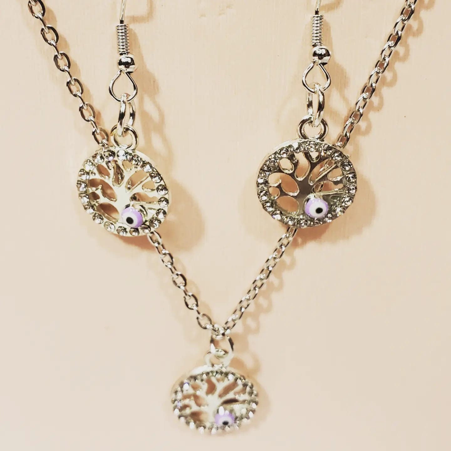 Evil Eye and Tree of Life Set of Earrings & Necklace