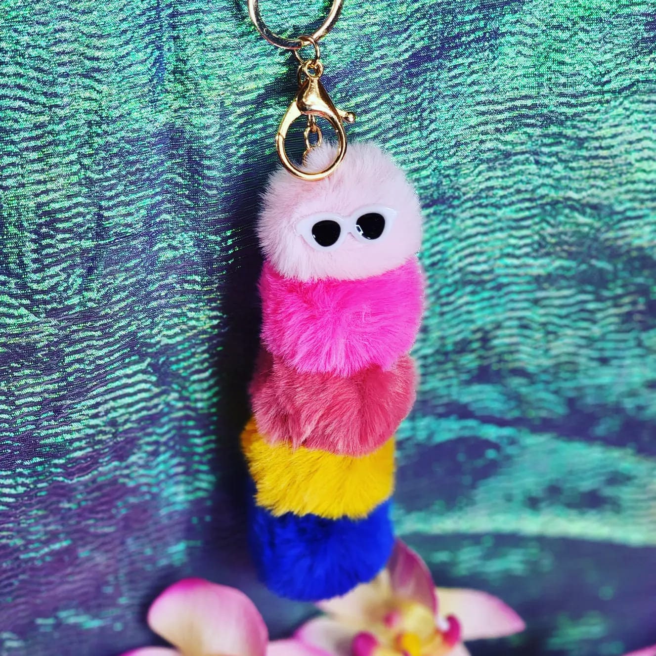 Fluffy Caterpillar Key chain!
