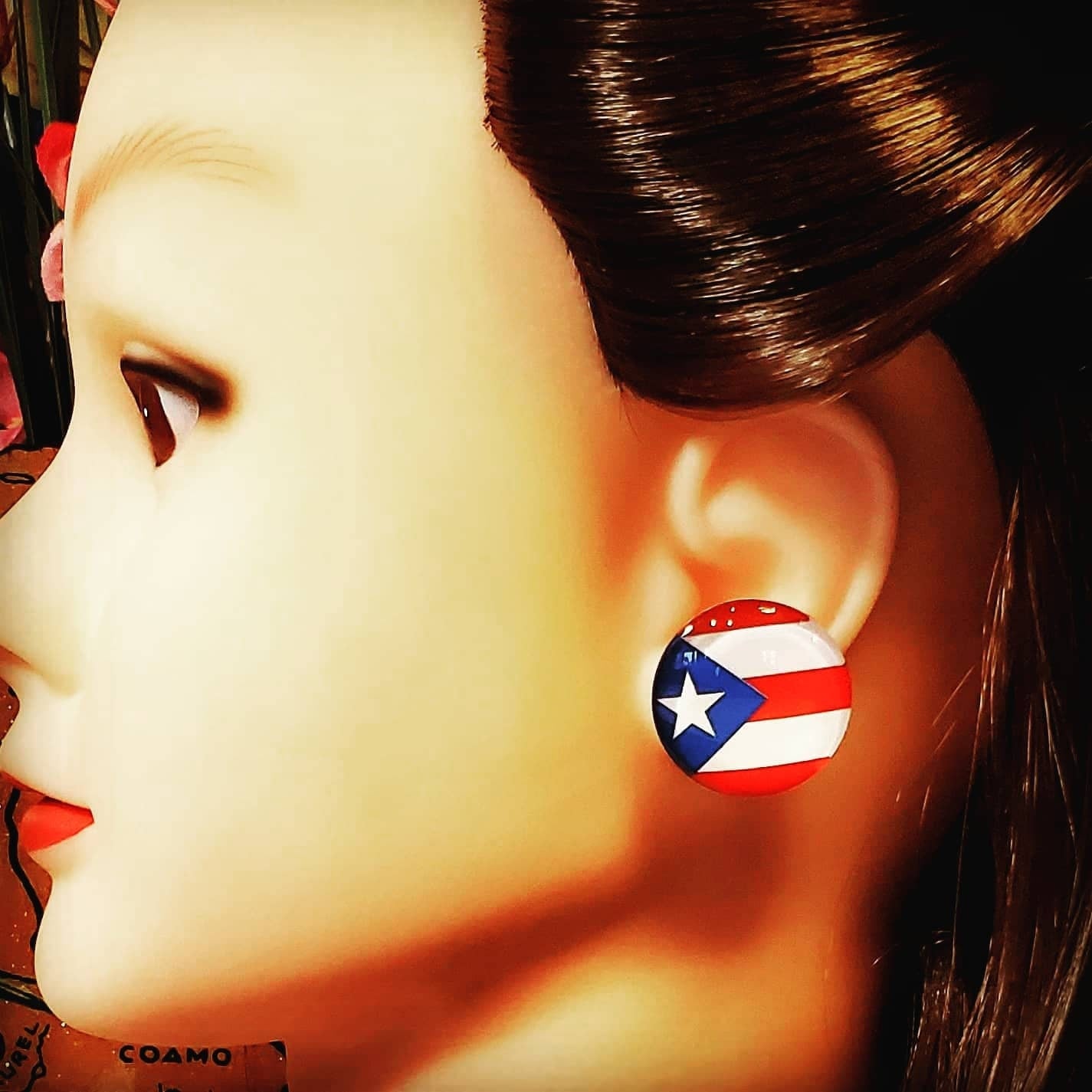 Puerto Rico Flag Set of 3 Earrings! (6 pcs. left-Round,6pcs left-Oval)