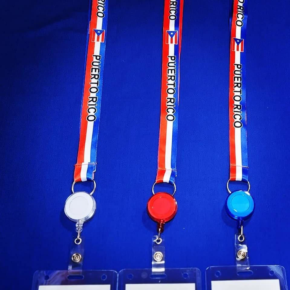 Puerto Rico Retractable Badge ID Holder with Clip, ID Holder with Lanyard