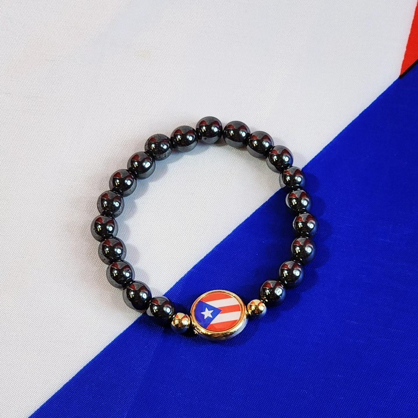 Puerto Rico Flag Beaded Stretchable bracelet