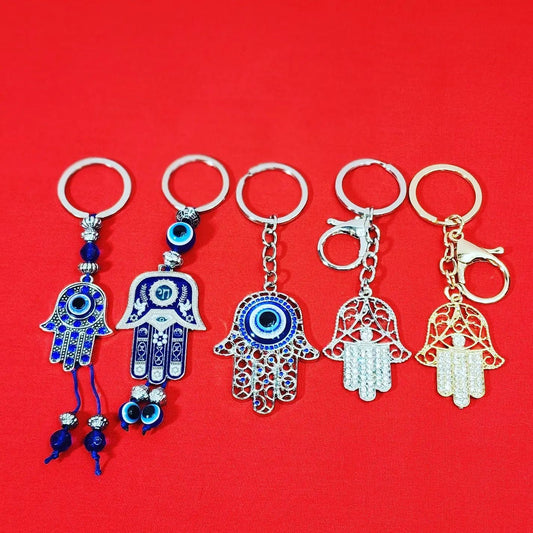 Hamsa Evil Eye Protection Keychain for Good Luck