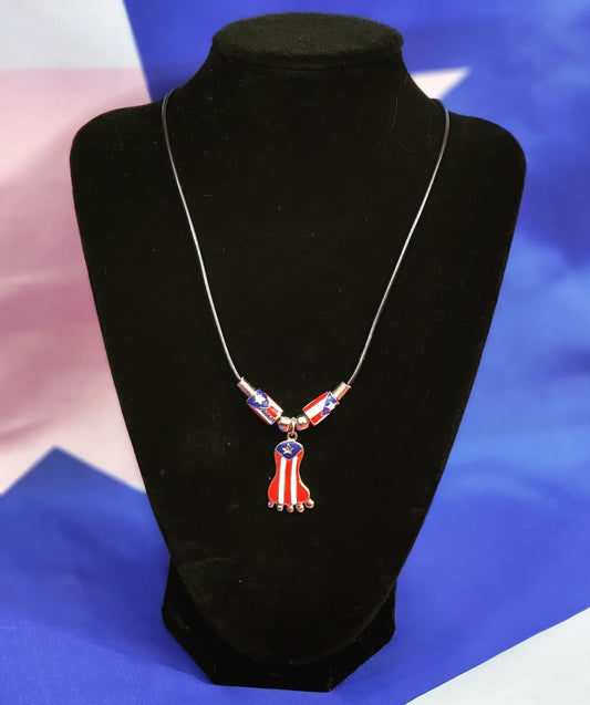 Puerto Rico Flag Foot Print Necklace