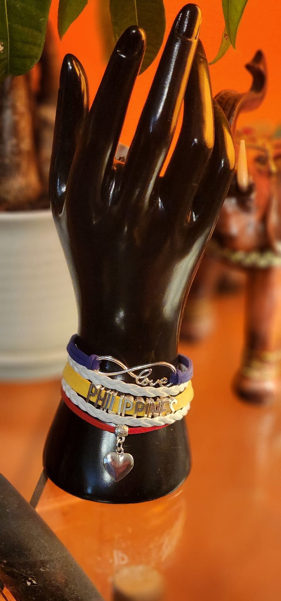 Philippine Flag Beaded Adjustable Bracelet