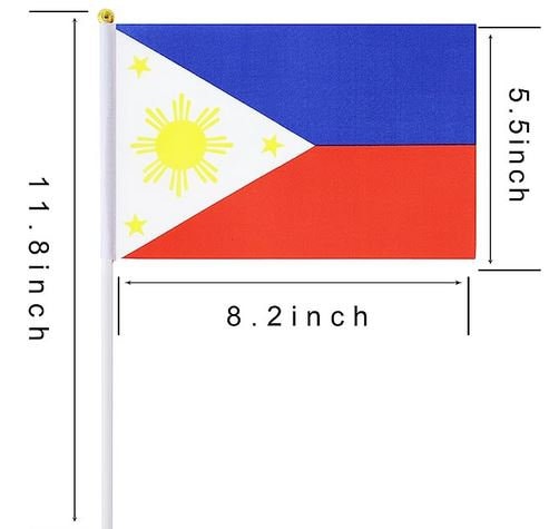 Philippine Hand Flag (5.5 X 8.2 X 11.8 inches)