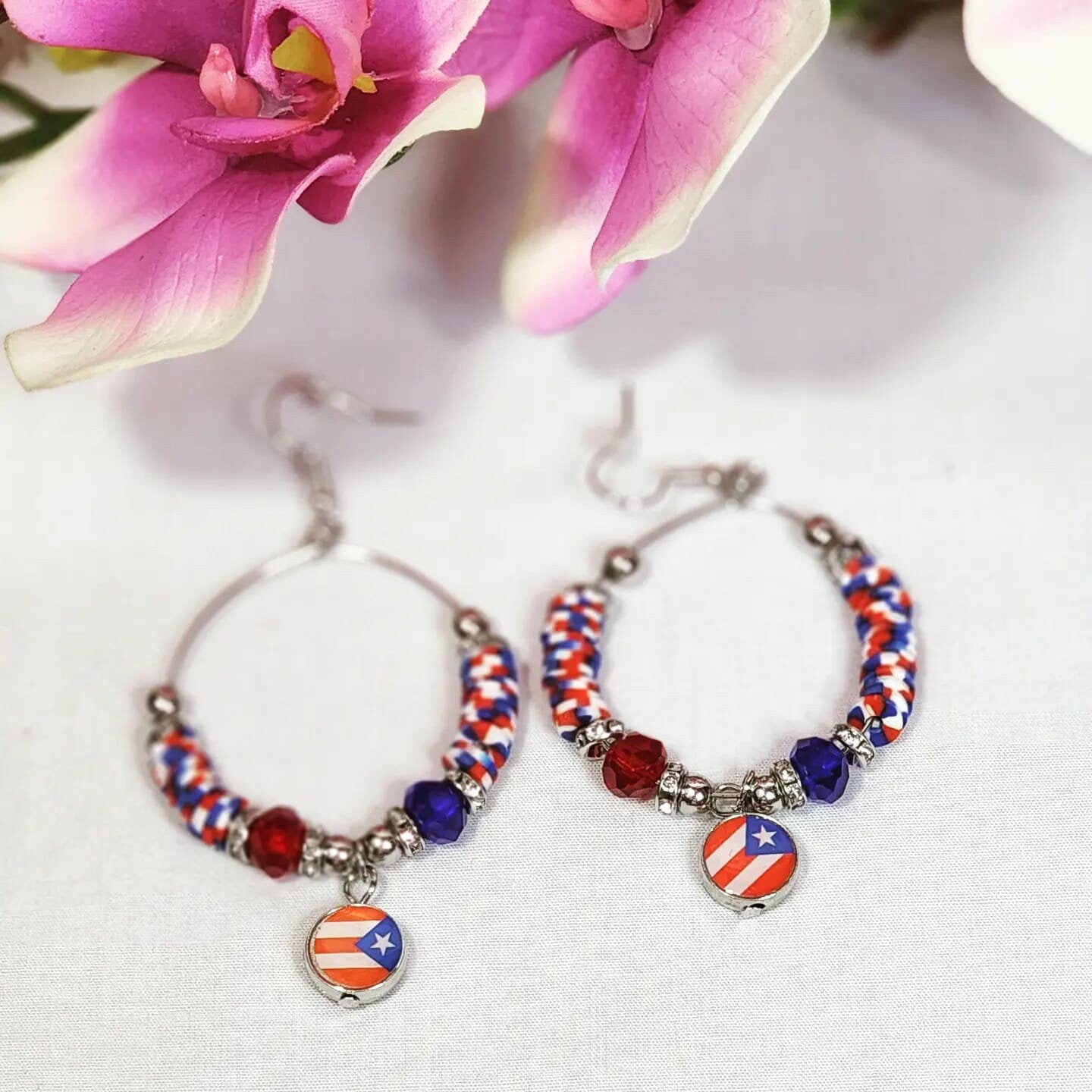 Puerto Rico Flag Jewelry Fashion Beaded Earrings