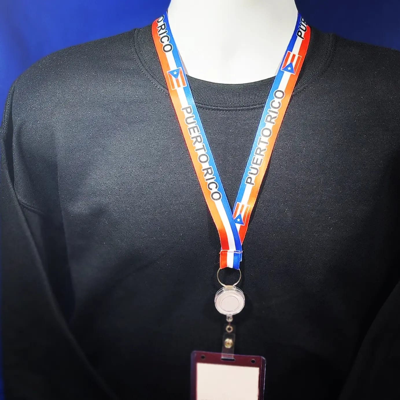 Puerto Rico Retractable Badge ID Holder with Clip, ID Holder with Lanyard