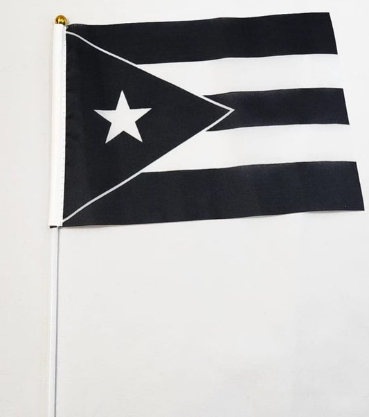 Black & White Puerto Rico 9X6.5 Hand Flag