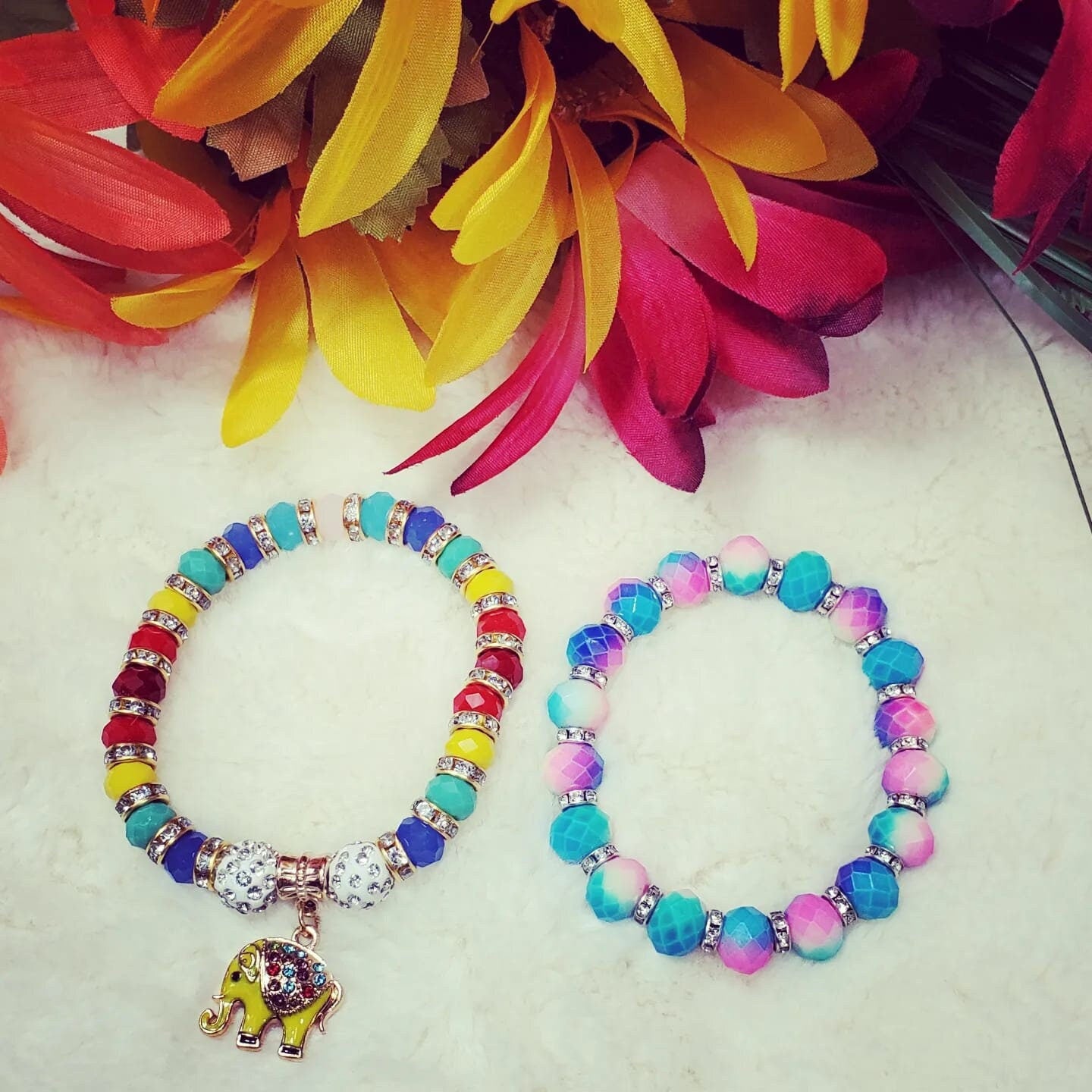 Adjustable Stretchable Beaded with little stones Bracelets
