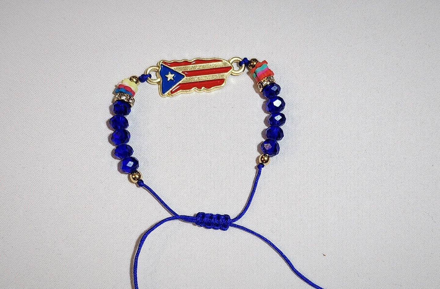 Puerto Rico Flag Beaded Adjustable Bracelet