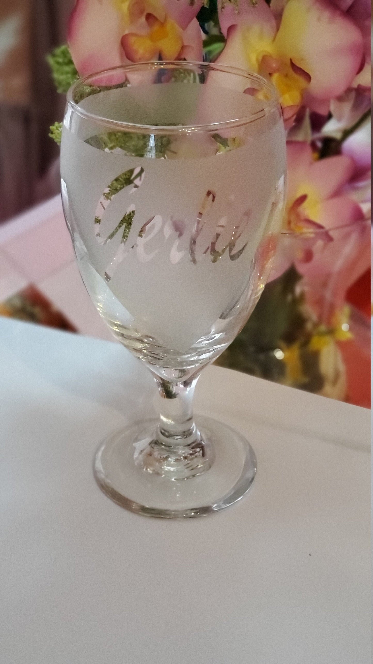 Etched wine glasses 16.25oz