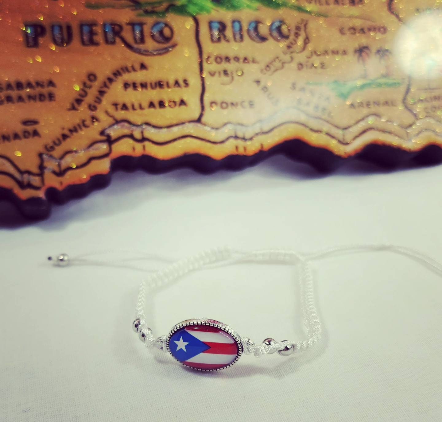 Puerto Rico Flag Adjustable Beaded Bracelets