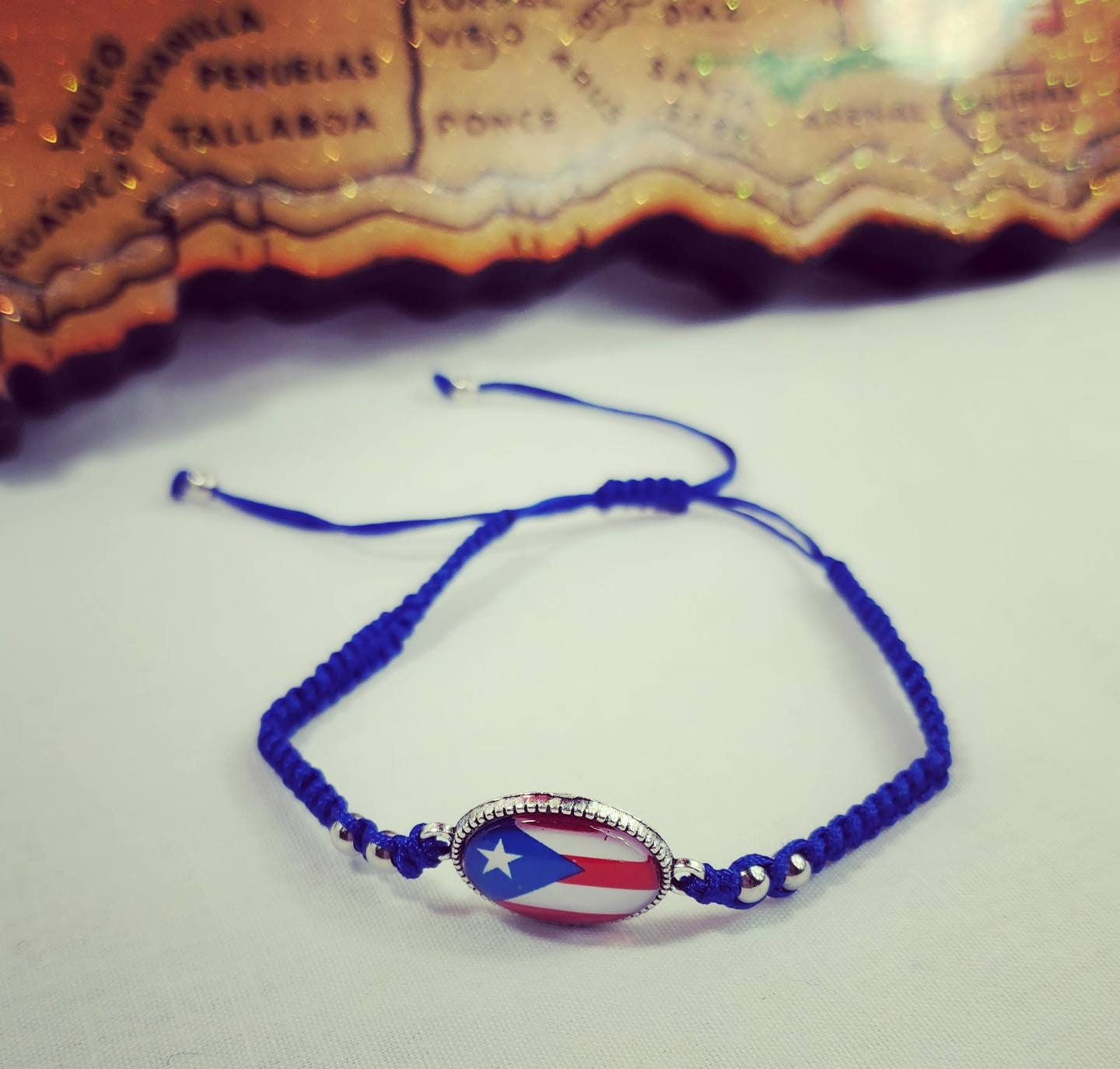 Puerto Rico Flag Adjustable Beaded Bracelets